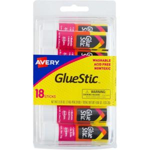 imageAvery Glue Stick White for Arts and Crafts Washable Nontoxic 026 oz Permanent Glue Stic 18pk 98001
