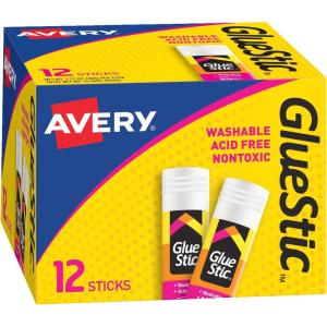 imageAvery Glue Sticks Washable Nontoxic Permanent Glue 127 oz Pack of 12 Glue Stics 00196