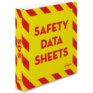 imageAvery HeavyDuty Industrial SDS Binder 15 OneTouch EZD Rings 400Sheet Capacity YellowRed Border 1895015