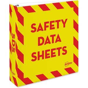 imageAvery HeavyDuty Industrial SDS Binder 15 OneTouch EZD Rings 400Sheet Capacity YellowRed Border 189502