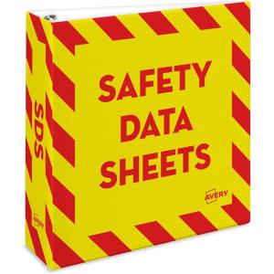 imageAvery HeavyDuty Industrial SDS Binder 15 OneTouch EZD Rings 400Sheet Capacity YellowRed Border 189503