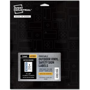 imageAvery Industrial Outdoor Vinyl Sign Labels 35quot x 5quot Permanent Laser Printable White 100 Blank Signs 61550