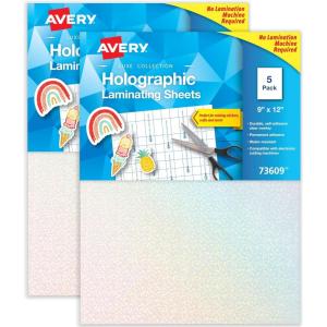 imageAvery Luxe Collection Holographic Laminating Sheets Speckled Dots Design 9quot x 12quot SelfAdhesive 10 Holographic Laminate Sheets Total Great for DIY Stickers Crafts and More 2Pack of 73609