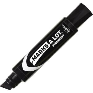 imageAvery Marks A Lot Jumbo Chisel Tip Marker DeskStyle Size Water and Wear Resistant 12 Black Markers 24148