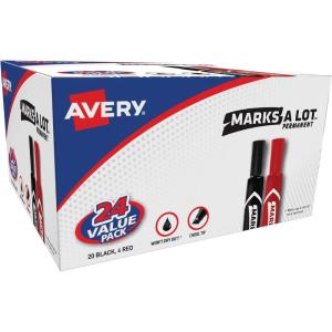 imageAvery MarksALot Permanent Markers Regular DeskStyle Size Chisel Tip Water and Wear Resistant 24 Assorted Markers 9818724 markers