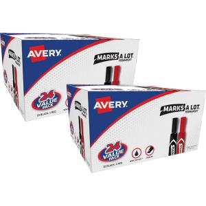 imageAvery MarksALot Permanent Markers Regular DeskStyle Size Chisel Tip Water and Wear Resistant 24 Assorted Markers 9818748 markers
