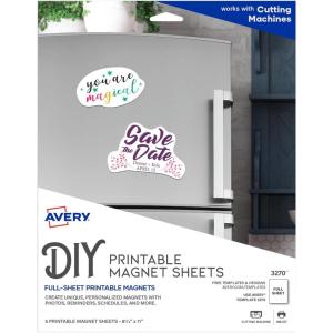 imageAvery Printable Magnet Sheets 85quot x 11quot Inkjet Printer 2 Packs 10 White Magnetic Sheets Total 58145 sheets