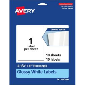 imageAvery Printable Sticker Paper 85quot x 11quot Matte White Repositionable Adhesive LaserInkjet Compatible 5 FullSize Label Sheets Great for Product Branding Cute Stickers Crafts and More 53202White