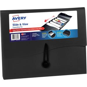 imageAvery Slide ampamp View Expanding File Folder 6 Pockets Letter Size 1 Sage Folder 73546Black