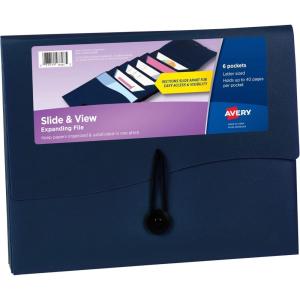 imageAvery Slide ampamp View Expanding File Folder 6 Pockets Letter Size 1 Sage Folder 73546Navy