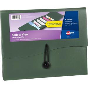 imageAvery Slide ampamp View Expanding File Folder 6 Pockets Letter Size 1 Sage Folder 73546Sage