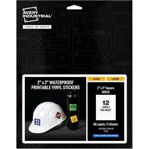 imageAvery Waterproof Vinyl Stickers 1quot x 2quot  Laser 120ct 61537  Rectangle Shape  FullBleed Design  Printable Water Proof Fade Resistant UV Coated Permanent Adhesive Water Resistant Durable Chemical Resistant Abrasion Resistant  1quot Heigh2 x 2