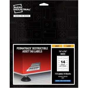 imageAvery White Asset Tag Labels 34quot x 112quot Laser Printable Tags 320 Waterproof Labels 61525114 x 234