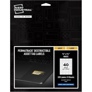 imageAvery White Asset Tag Labels 34quot x 112quot Laser Printable Tags 320 Waterproof Labels 6152534 x 112