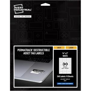 imageAvery White Asset Tag Labels 34quot x 112quot Laser Printable Tags 320 Waterproof Labels 6152534 x 2