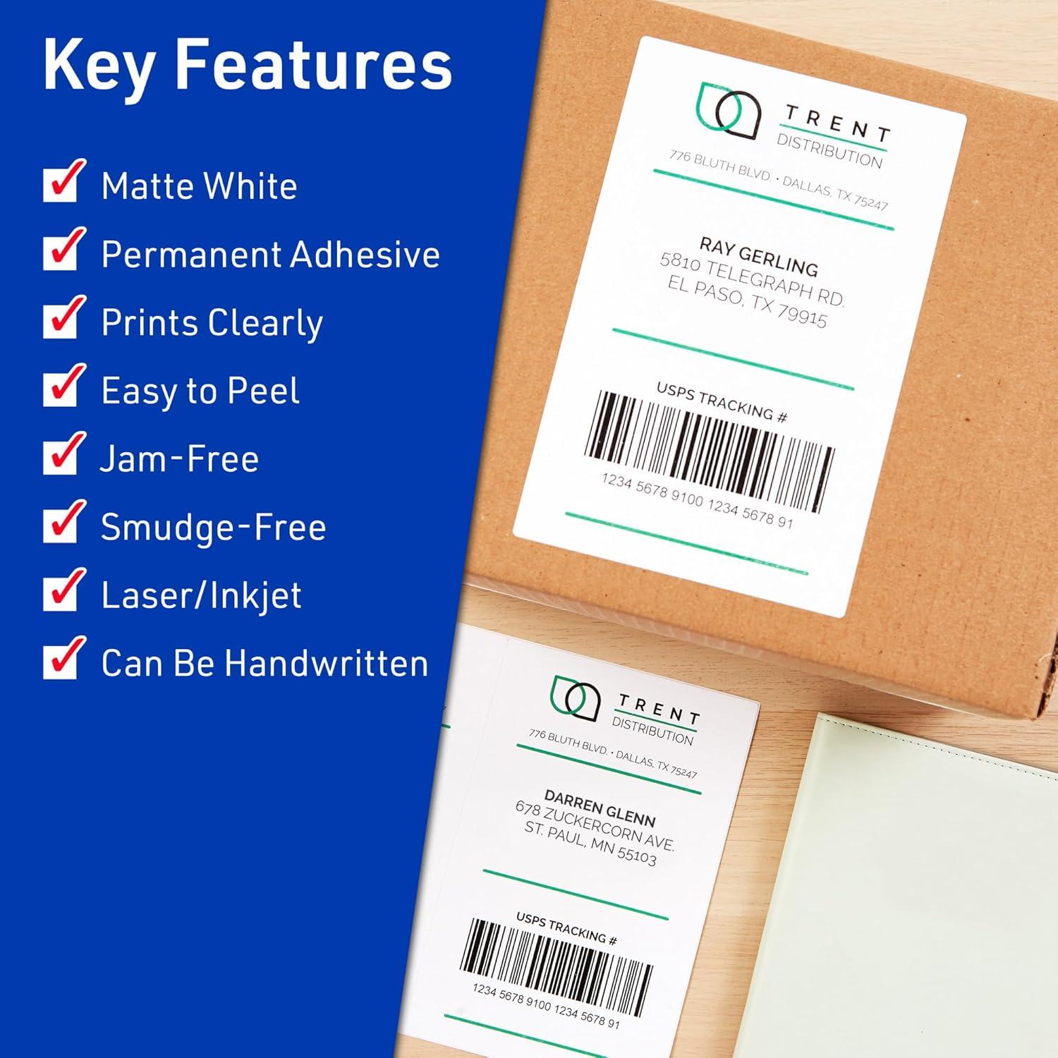 imageAvery Matte White Rectangle Labels 2quot x 4quot Labels 400 Total LaserInkjet Printable Great for Product Merchandising Barcodes Candles Price Tags Thank You Gifts and More85 x 11