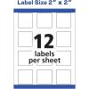imageAvery Durable Waterproof Labels Sure Feed Technology 2quot x 2quot Square Labels OilResistant PrinttoTheEdge LaserPigmentInkjet 96 Total 64510Matte White