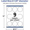 imageAvery Durable Waterproof Round Scalloped Labels Sure Feed Technology 25quot Diameter 450 Total Oil and TearResistant Waterproof Labels PrinttoTheEdge LaserPigmentBased Inkjet Printable225 labels