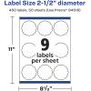 imageAvery Durable Waterproof Round Scalloped Labels Sure Feed Technology 25quot Diameter 450 Total Oil and TearResistant Waterproof Labels PrinttoTheEdge LaserPigmentBased Inkjet Printable450 labels