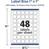 imageAvery Durable Waterproof Square Labels Sure Feed Technology 1quot x 1quot 480 Total Oil and TearResistant Waterproof Labels PrinttoTheEdge LaserPigmentBased Inkjet Printable480 labels