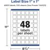 imageAvery Durable Waterproof Square Labels Sure Feed Technology 1quot x 1quot 480 Total Oil and TearResistant Waterproof Labels PrinttoTheEdge LaserPigmentBased Inkjet Printable4 800 labels