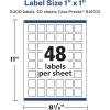 imageAvery Durable Waterproof Square Labels Sure Feed Technology 1quot x 1quot 480 Total Oil and TearResistant Waterproof Labels PrinttoTheEdge LaserPigmentBased Inkjet Printable2 400 labels