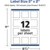 imageAvery Durable Waterproof Square Labels Sure Feed Technology 2quot x 2quot 120 Total Oil and TearResistant Waterproof Labels PrinttoTheEdge LaserPigmentBased Inkjet Printable1 200 labels