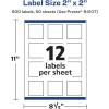 imageAvery Durable Waterproof Square Labels Sure Feed Technology 2quot x 2quot 120 Total Oil and TearResistant Waterproof Labels PrinttoTheEdge LaserPigmentBased Inkjet Printable600 labels