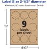 imageAvery Kraft Brown Round Scalloped Labels Sure Feed Technology 25quot Diameter 135 Kraft Brown Labels PrinttoTheEdge LaserInkjet Printable450 labels