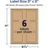 imageAvery Kraft Brown Square Labels Sure Feed Technology 3quot x 3quot 90 Kraft Brown Labels PrinttoTheEdge LaserInkjet Printable150 labels
