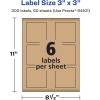imageAvery Kraft Brown Square Labels Sure Feed Technology 3quot x 3quot 90 Kraft Brown Labels PrinttoTheEdge LaserInkjet Printable300 labels