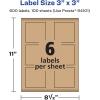imageAvery Kraft Brown Square Labels Sure Feed Technology 3quot x 3quot 90 Kraft Brown Labels PrinttoTheEdge LaserInkjet Printable600 labels