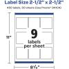 imageAvery Matte White Square Labels Sure Feed Technology 25quot x 25quot 225 Matte White Printable Labels450 Labels