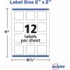 imageAvery Printable Blank Square Labels 2quot x 2quot Glossy White 120 Customizable Labels 22565Glossy White