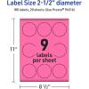 imageAvery Printable Round Scalloped Labels Sure Feed Technology 212quot Diameter Bright Pink Labels PrinttoTheEdge LaserInkjet Printable 90 Total Great for Mailing Seals and Candles180 labels