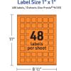 imageAvery Printable Square Labels Sure Feed Technology 1quot x 1quot Bright Orange Labels PrinttoTheEdge LaserInkjet Printable 3840 Total Great for Soaps and QR Codes480 labels