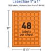 imageAvery Printable Square Labels Sure Feed Technology 1quot x 1quot Bright Orange Labels PrinttoTheEdge LaserInkjet Printable 3840 Total Great for Soaps and QR Codes1 920 labels