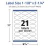 imageAvery TrueBlock Matte White Oval Labels Sure Feed Technology 118quot x 214quot 210 Matte White Labels PrinttoTheEdge LaserInkjet Printable Great for Packaging and Product Merchandising525 labels