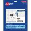 imageAvery Durable Waterproof Square Labels Sure Feed Technology 1quot x 1quot 480 Total Oil and TearResistant Waterproof Labels PrinttoTheEdge LaserPigmentBased Inkjet Printable4 800 labels