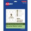 imageAvery EcoFriendly Matte White Recycled Round Scalloped Labels 25quot Diameter PrinttoTheEdge Matte White Labels Permanent Adhesive LaserInkjet Printable 90 Total900 labels