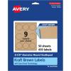 imageAvery Kraft Brown Round Scalloped Labels Sure Feed Technology 25quot Diameter 135 Kraft Brown Labels PrinttoTheEdge LaserInkjet Printable450 labels