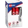 imageAvery MarksALot Permanent Markers Regular DeskStyle Size Chisel Tip Water and Wear Resistant 12 Blue Markers 07886Red