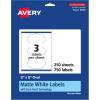 imageAvery Matte White Oval Labels Sure Feed Technology 3quot x 5quot 75 Matte White Printable Labels750 Labels