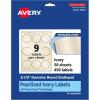 imageAvery Pearlized Ivory Round Scalloped Labels Sure Feed Technology PrinttoTheEdge 25quot Diameter 225 Pearlized Ivory Labels LaserInkjet Printable450 labels