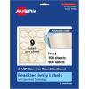 imageAvery Pearlized Ivory Round Scalloped Labels Sure Feed Technology PrinttoTheEdge 25quot Diameter 225 Pearlized Ivory Labels LaserInkjet Printable900 labels