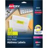 imageAvery Printable Address Labels with Sure Feed 1quot x 258quot Assorted Neon Magenta Green and Yellow 450 Blank Mailing Labels for Laser and Inkjet Printers 5979Neon Yellow