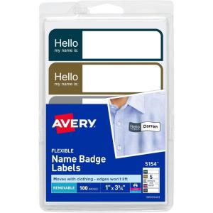 imageAvery Customizable Name Tags Hello My Name is White Blue Border Removable Adhesive LaserInkjet Printable 100 Total 5141Assorted Borders