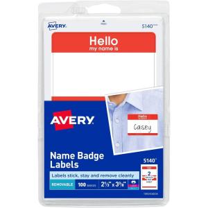 imageAvery Customizable Name Tags Hello My Name is White Blue Border Removable Adhesive LaserInkjet Printable 100 Total 5141White