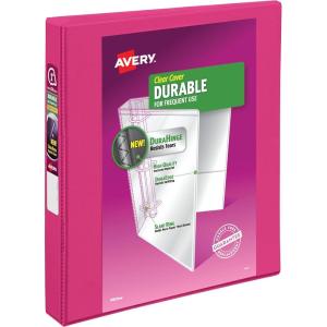 imageAvery Durable View 3 Ring Binder 2 Inch Slant Rings 28 Inch Wide Spine Customizable Clear Cover Ideal for School Office and Home Organization 1 Pink Binder 17836Pink