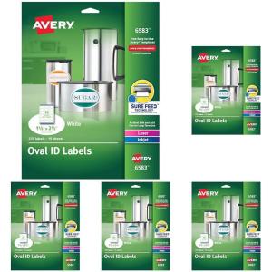 imageAvery Easy Peel Oval ID Labels Sure Feed Print to Edge Perm Adhesive 15quot x 25quot 270 Ct 6583One Size Pack of 5
